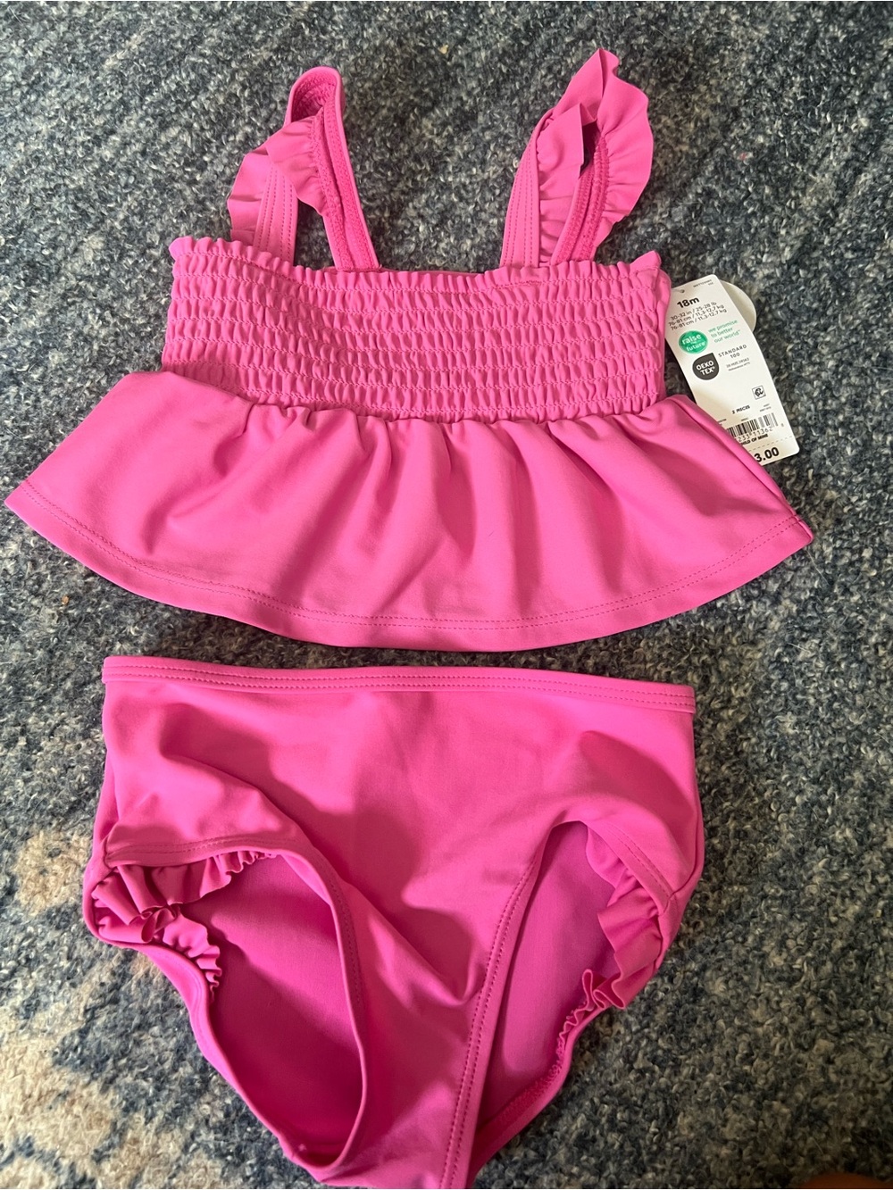 Carter's Bright Pink Ruffled Two-Piece Swim Set